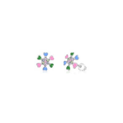 Chanteur Hypoallergenic Kids Jewelry Accessories Heart Star CZ White Gold Palladium Plating Stud Earrings Surgical Titanium Posts