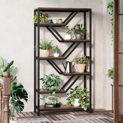Hommoo 72-Inch Tall Industrial 6-Tier Bookshelf Brown and Black