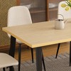 Gulches 63-Inch Farmhouse Industrial Dining Table Set with 4 Beige Chairs Rust-Resistant Iron Legs, Rectangular Engineered Wood Table - 4 of 4