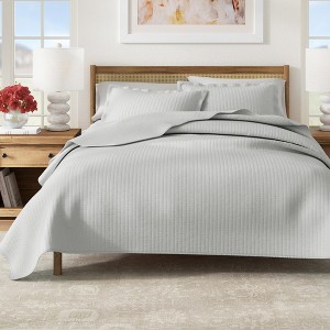 Great Bay Home Detailed Channel Stitch All-Season Reversible Quilt Set With Shams - 1 of 4