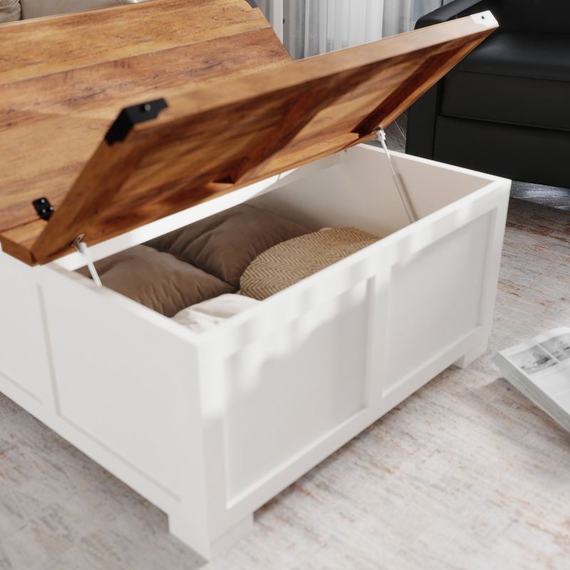 Emma and Oliver Farmhouse Coffee Table with Clamshell Style Hinged Table Top and Hidden Storage, 5 of 13