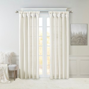 MAYEERTY 50x108" Twist Tab Lined Window Curtain Panel for Living Room White - 1 of 4