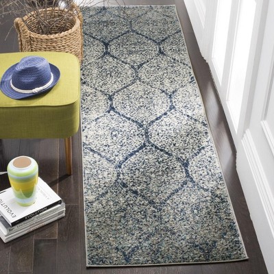 Navy and Silver Synthetic 26" Easy-Care Hand-Knotted Rug