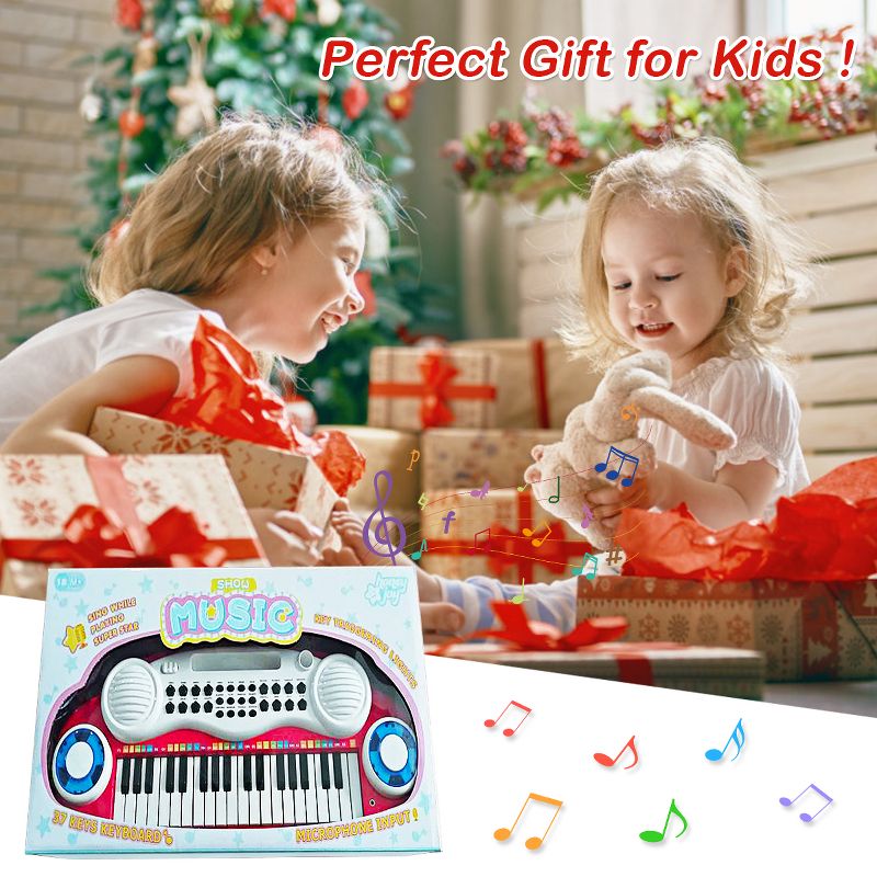 Costway Z-Shaped Kids Toy Keyboard Piano 37-Key Electronic Organ Light w/Microphone, 4 of 11