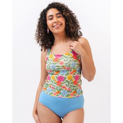 Lime Ricki Women's Breezy Floral Square Neck Tankini Top Xs : Target