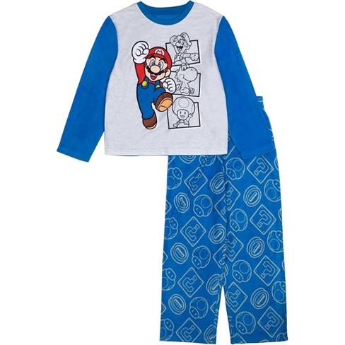 Super Mario Big Boys 2 piece Fleece Sleepwear Pajama Set Blue grey 8 Target