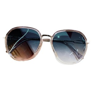Anna-Kaci Fashion Round Gradient Lens Sunglasses with Metal Arms and Transparent Frame Design - 1 of 2