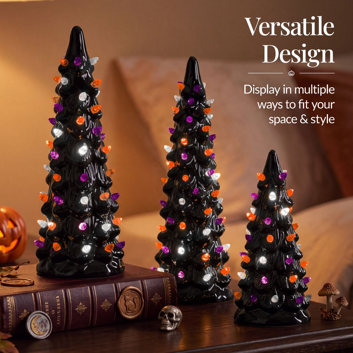 Best Choice Products Set of 3 Pre-Lit Hand-Painted Ceramic Tabletop Christmas Trees – Indoor Holiday Décor - thumbnail 6