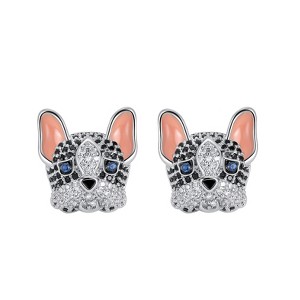 Frenchie Dog Stud Earrings for Women French Bulldog  Cubic Zirconia Ginger Lyne Collection - 1 of 4