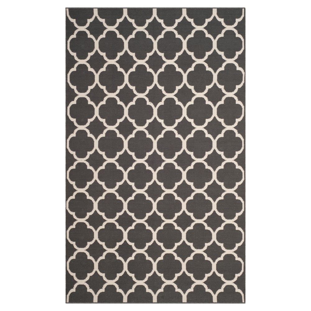 4'x6' Dionne Woven Rug Dark Gray/Ivory - Safavieh