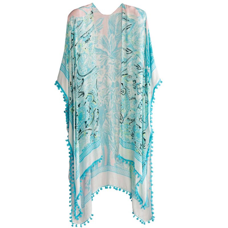 Shiraleah Blue Tropical Print Cover Up, 3 of 6
