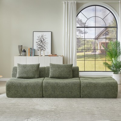 Dolonm 107.50 "Large-sized Compression Boneless Sofa , Modular sofa Chenille Fabric, No Assemble, 3 Seats, Space Saving, Bedroom Living Room