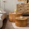 Sapphtopaz Modern Coffee Table Embossed Pattern Design Center Coffee Table Retro Side Table for Living Room, Bedroom, Natural - 3 of 4