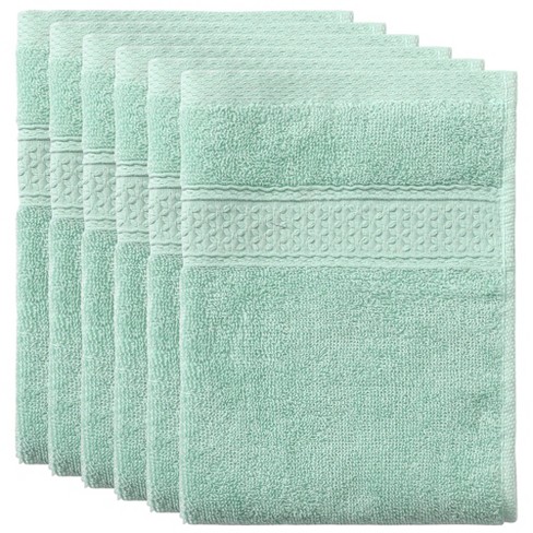 Unique Bargains Cotton Thick and Absorbent Kitchen Towels 13 X 13 Inches 6  Pcs Green