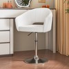 VECELO Velvet Bar Chair Adjustable Bar Stools 360° Swivel Vanity Chair with Mid Back and Metal Base Pearl White - 4 of 4