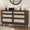 Jojoka Dresser with Charging Station, 6 Drawer Rattan Wood Chest with Solid Legs, Multi-Size Storage Cabinet for Bedroom, Living Room, Entryway - 2 of 4