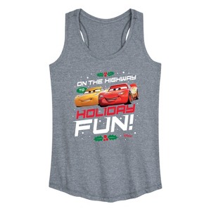 Women's - Disney - On The Highway To Holiday Fun Graphic Racerback Tank - 1 of 4