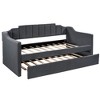 NicBex Twin Size Daybed with Trundle Upholstered Daybed Frame Extendable Day bed with Waved Arms for Living Room - 3 of 4