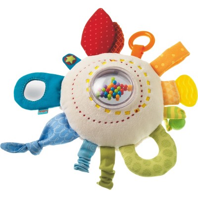 HABA Teether Cuddly Rainbow Round - Soft Activity Toy with Rattling & Teething Elements