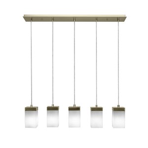 Toltec Lighting Nouvelle 5 - Light Chandelier in  New Aged Brass with 4" Square White Muslin Shade - 1 of 1