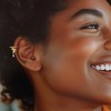 Ross-Simons 0.60 ct. t.w. Multi-Gemstone Single Ear Cuff With Diamonds in 18kt Gold Over Sterling - 2 of 3