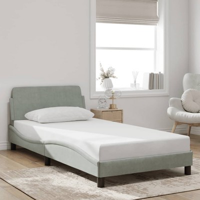 VidaXL Bed Frame with Headboard Light Gray 39.4 in.x74.8 in. Twin Velvet