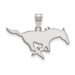 Black Bow Jewelry 14k White Gold Southern Methodist Mustangs NCAA Large Pendant - 1 of 3