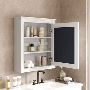 NicBex 24" x 27" Bathroom Storage Wall Cabinet with Mirror with Mirror, Medicine Cabinet with Height Adjustable Shelf, White - 1 of 4