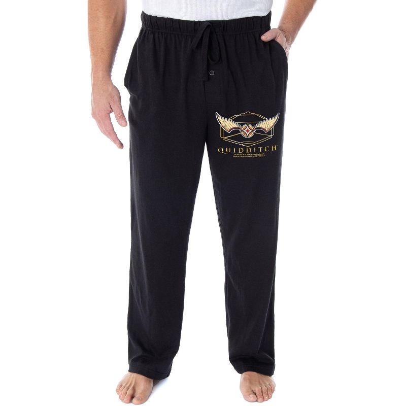 Harry Potter Adult Mens' Quidditch Golden Snitch Ball Pajama Lounge Pants, 1 of 4