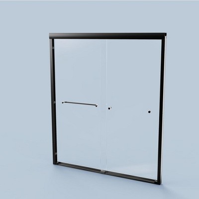 56"-60"Wx72" H Semi-Frameless Double Sliding Shower Door, Bypass Shower Door, 1/4" (6mm) Thick SGCC Tempered Glass Door With Explosion-Proof Film