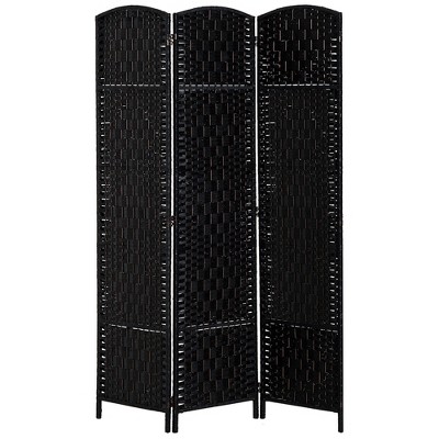 HOMCOM 6' Tall Wicker Weave 3 Panel Room Divider Privacy Screen
