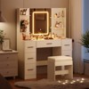 Makeup Vanity with Mirror and Chair, Hair Dryer Rack, 7 Drawers, 3 Lighting Modes Adjustable - 4 of 4