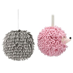 REGALWOVEN 2 Pcs Comfortable Soft Absorbent Chenille Ball Fuzzy Hand Towel for Home Decor - 1 of 4