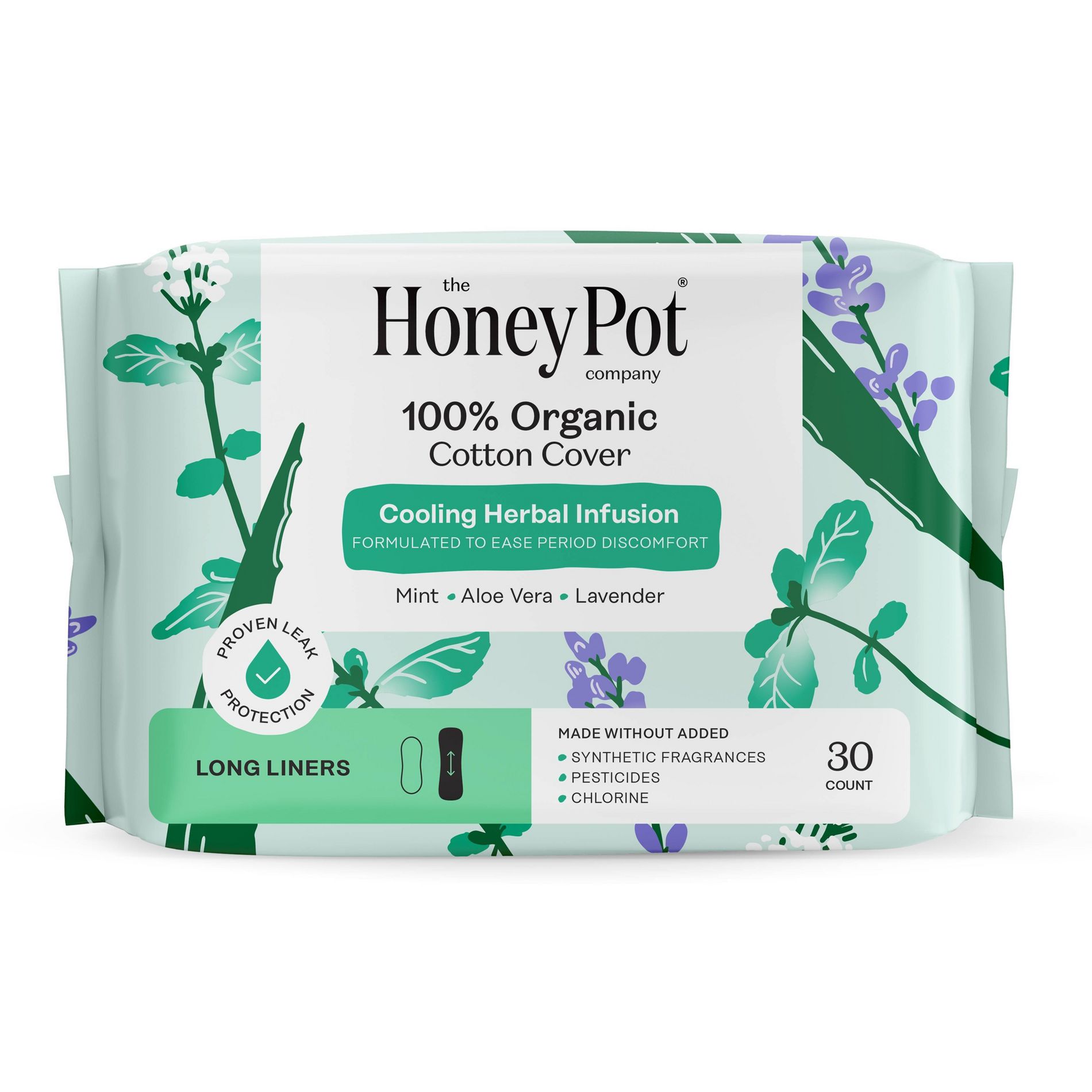 The Honey Pot Company Long Contoured Herbal Liner - 30ct
