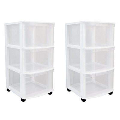 Gracious Living Resin Clear 4 Drawer Storage Chest Organization System with  Casters, White