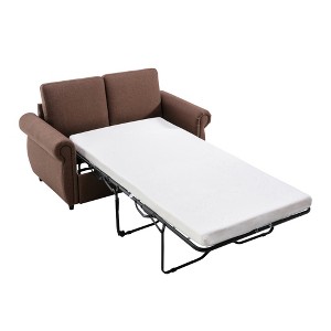 CLIHOME 57.9" Pull Out Sofa Bed Loveseat Sleeper with Twin Size Memory Mattress with Two USB Ports - 1 of 4