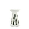 HomeRoots Set of Two Green And White Distressed Botanical Leaf Ceramic Tabletop Pillar Candle Holders - 4 of 4