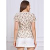 Allegra K Women's Floral Printed V Neck Short Sleeve Tie Waist Wrap Blouse - 3 of 4