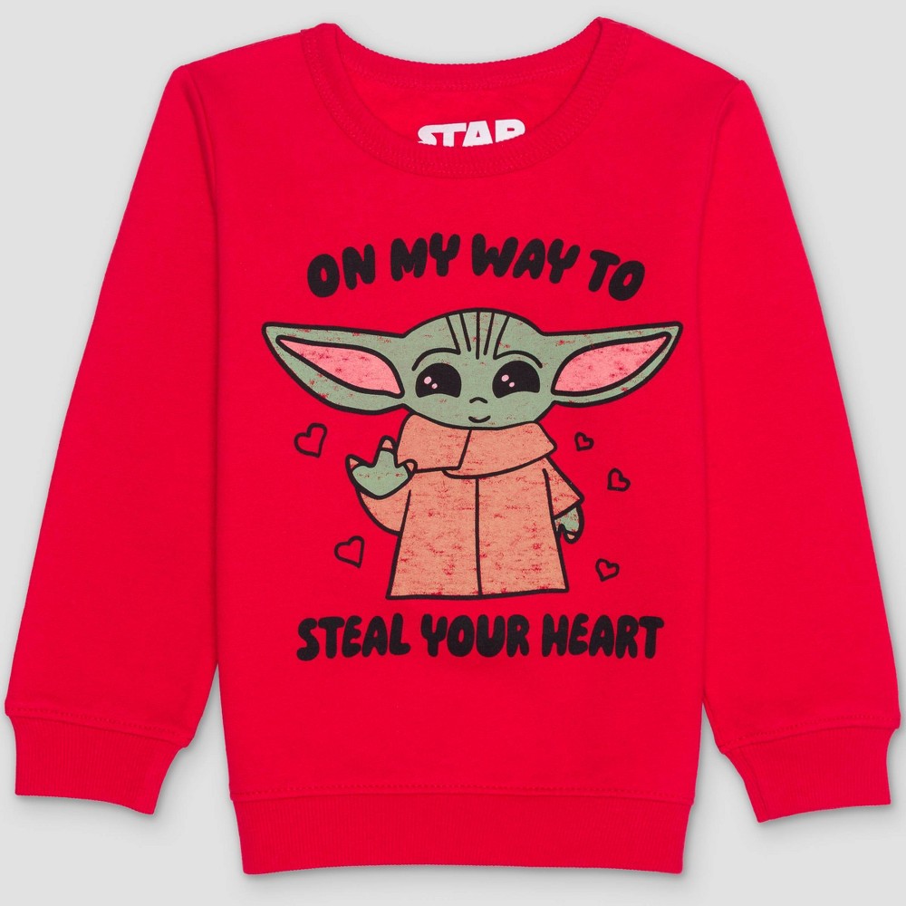 Toddler Boys' Star Wars Baby Yoda Pullover Sweatshirt - Red 2T