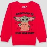 Toddler Boys' Star Wars Baby Yoda Pullover Sweatshirt - Red 12M