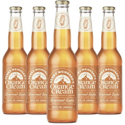 Henry Weinhard's Orange Cream Soda 5 Pack | 12oz Glass Bottles | Classic American Flavor | Premium Craft Soda