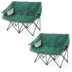 ARROWHEAD OUTDOOR Portable Folding Double Duo Camping Chair Loveseat w/ 2 Cup & Wine Glass Holder, Back Storage, Carrying Bag, Supports up to 6500lbs - 1 of 4
