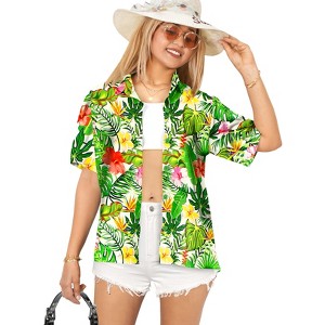 HAPPY BAY Button Down Shirt Floral Summer Beach Party Colorful Tops Blouses Shirt Short Sleeve Dress Shirts Hawaiian T Shirts - 1 of 4