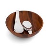 Nambé Yin Yang Salad Bowl with Servers – 15" x 12.5” x 4” Acacia Wood & Alloy Serving Set for Salads, Fruits & Appetizers, Dining & Entertaining - 2 of 4