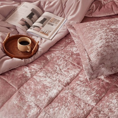 Blush Velvet Twin/Twin XL Duvet Cover Set with Quilted Design