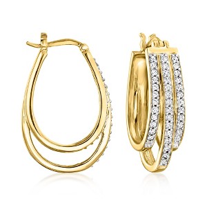 Ross-Simons 0.50 ct. t.w. Diamond 3-Row Hoop Earrings in 18kt Gold Over Sterling - 1 of 3