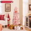 Tangkula 8 FT Christmas Tree Artificial Xmas Tree with 1000 Flocked Branch Tips & Folding Metal Stand Slim Pencil Decoration Tree - 2 of 4
