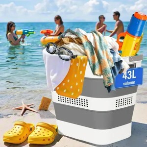 Racxily 43L Collapsible Laundry Basket with Handles, 11.5 Gallon Foldable Plastic Laundry Hamper, Pop-Up Storage Bin for Clothes, Toys & Towels - 1 of 4