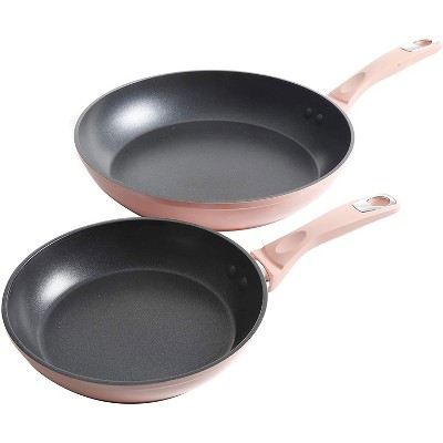 Oster 2 Piece 11 and 8 Inch Forged Aluminum Induction Non Stick Home Kitchen Frying Pan Cookware Set, Dusty Rose