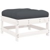 vidaXL Patio Footstool with Cushion White Solid Wood Pine - 2 of 4